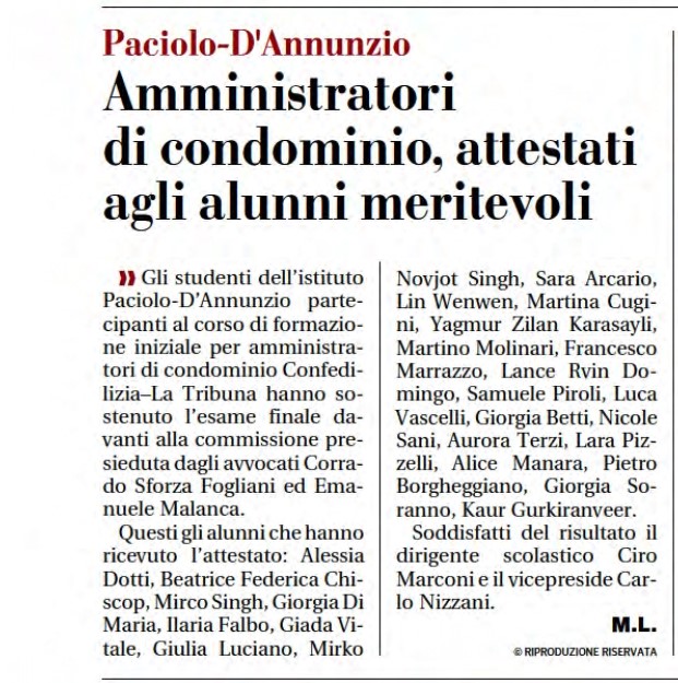 Gazzetta di Parma 27 Maggio 2022 30 corso amministratori condominio